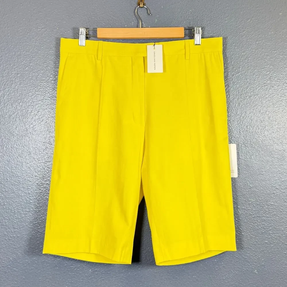 Dries Van Noten 42 men’s Palfora 2109 classic lemon chino shorts NWT